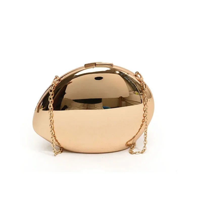 Designer Acrylic Shell Shape Clutch Bag Gold Silver Women Evening Party Bag Cute Shiny Metal Shoulder Crossbody Bags Small Purse - Charme Breton